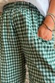Nonni Gingham Relaxed Barrel Pant Forest